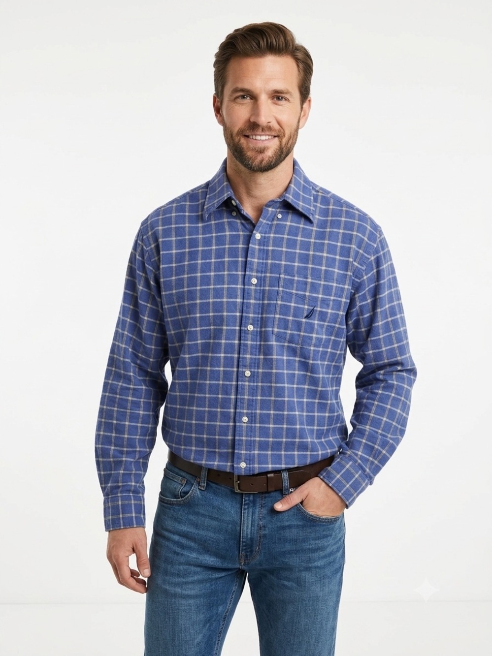 Men's Nautica Long Sleeve Plaid Button-Down Shirt